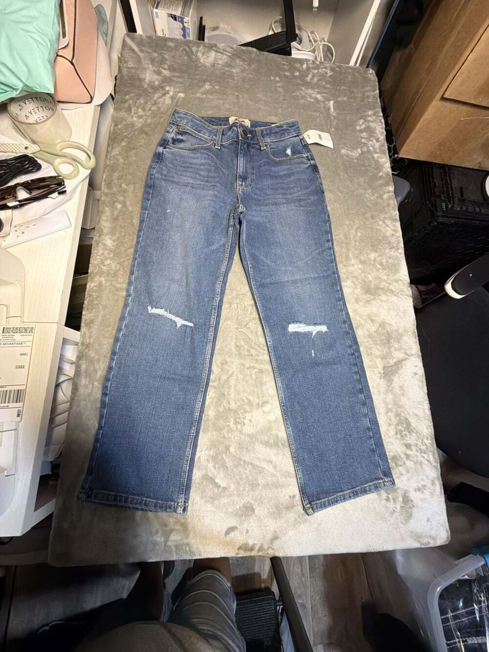 Wrangler High Rise Distressed Straight Leg Jeans Size 0/24